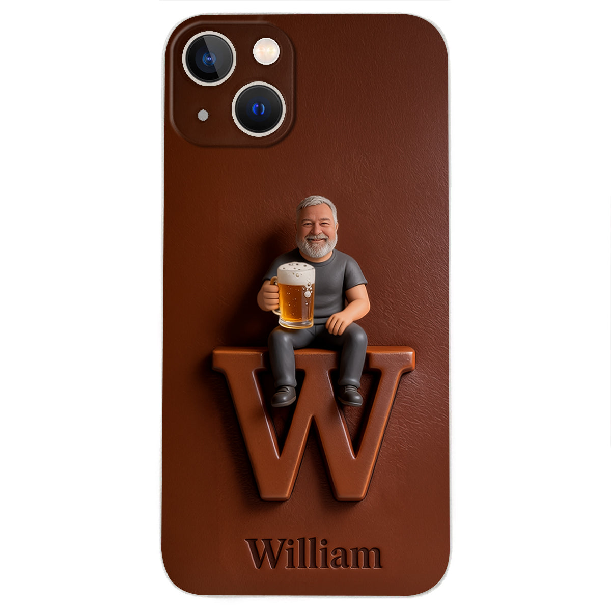 Custom Any Photo - Personalized Beer 3D Embossed Leather Phone Case