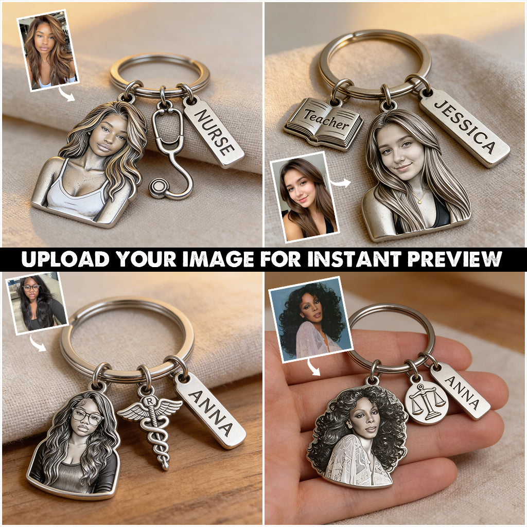 Custom Job Keychain - Personalized Police Officer Keychain With Charms