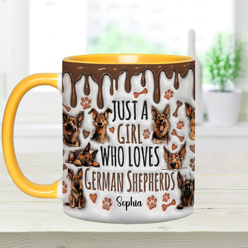 Just A Girl Who Loves German Shepherds - Personalized German Shepherd Dog Accent Mug