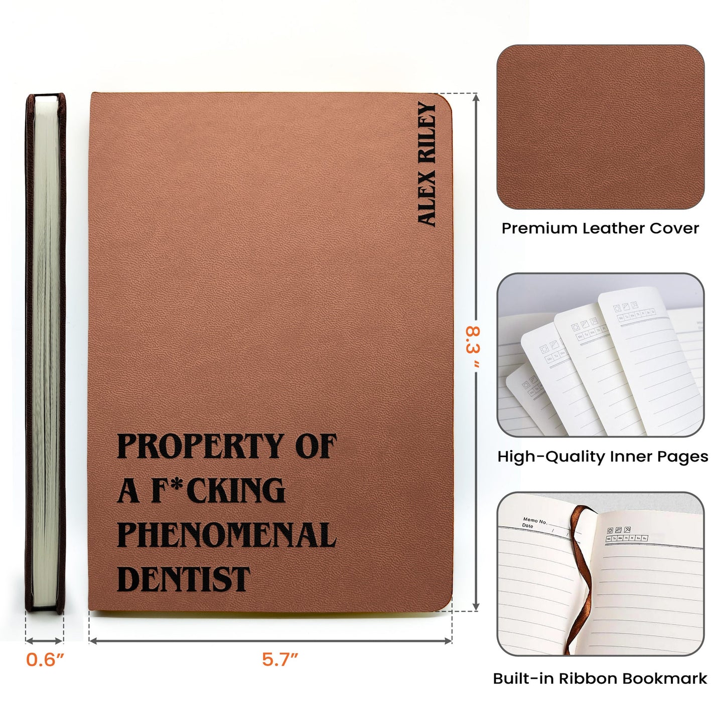 Personalized Leather Journal for a F*cking Phenomenal Professional – Bold Custom Gift for Nurse, Teacher, Boss or More