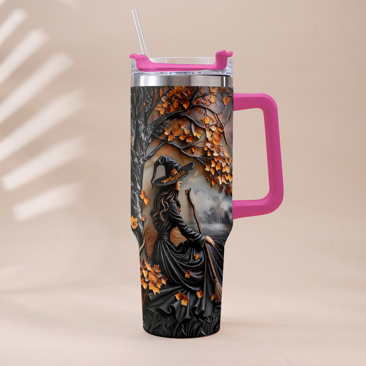 It's Time - Personalized Witch Tumbler With Plush Charm