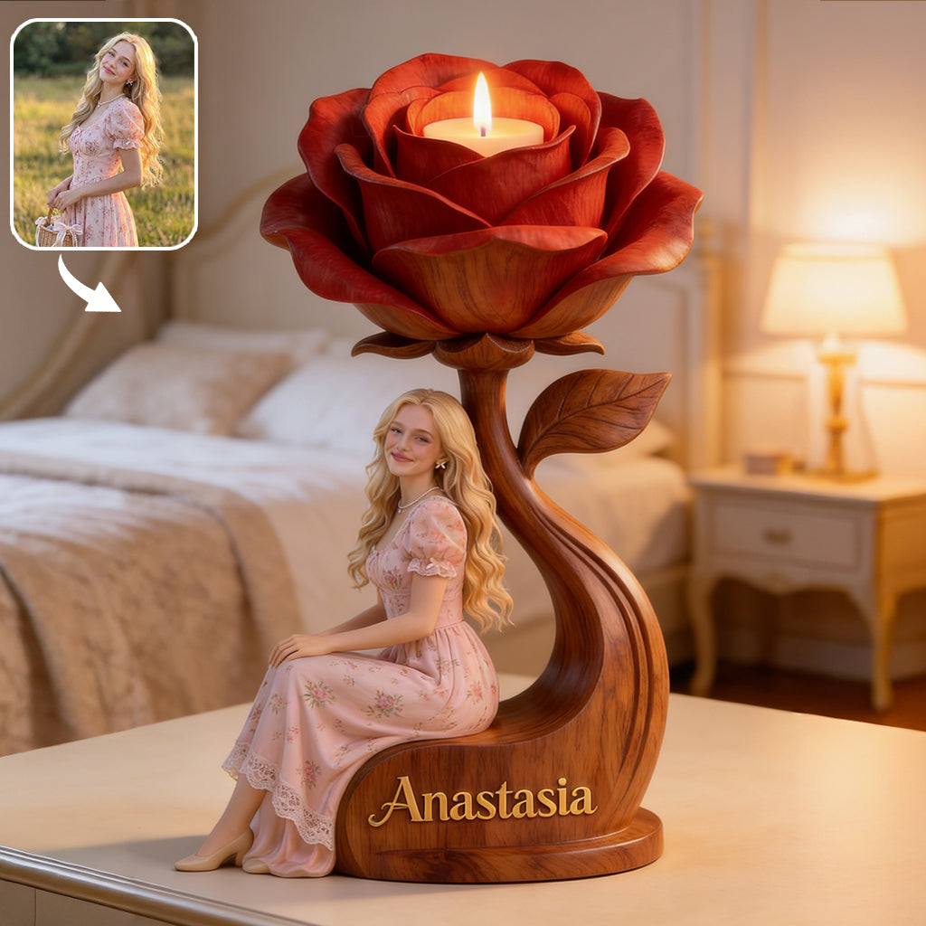 Light Yourself With Love - Personalized Self Love Custom Shape Wooden Candle Holder