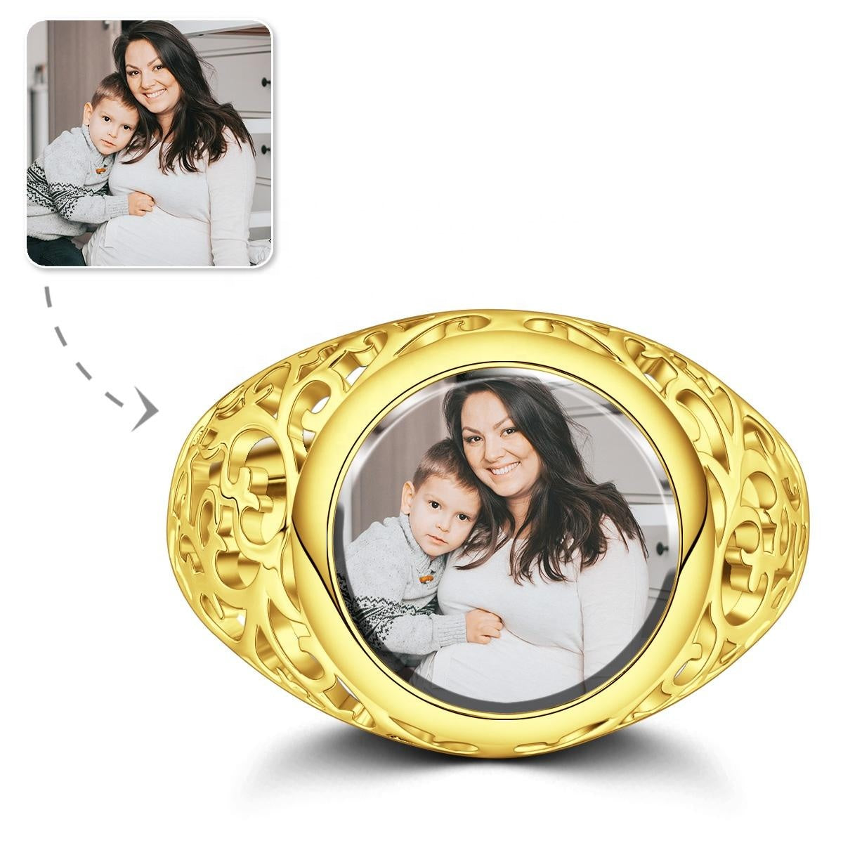 Any Photo - Personalized Round Woman Photo Ring