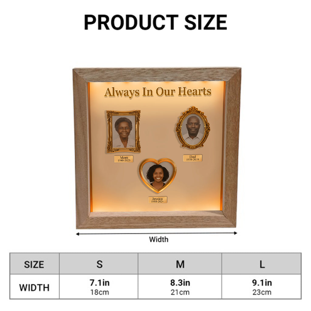 Forever In Our Hearts - Personalized Memorial Wooden Frame LED Light