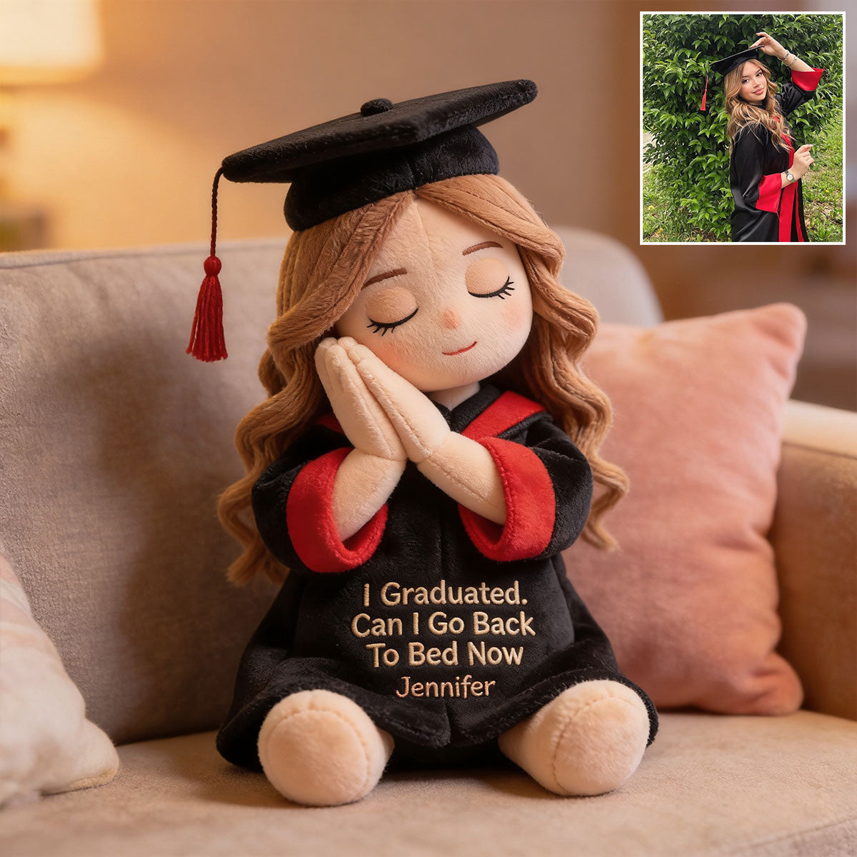Can I Go To Bed Now - Personalized Graduation Premium Faux Fur Pillow