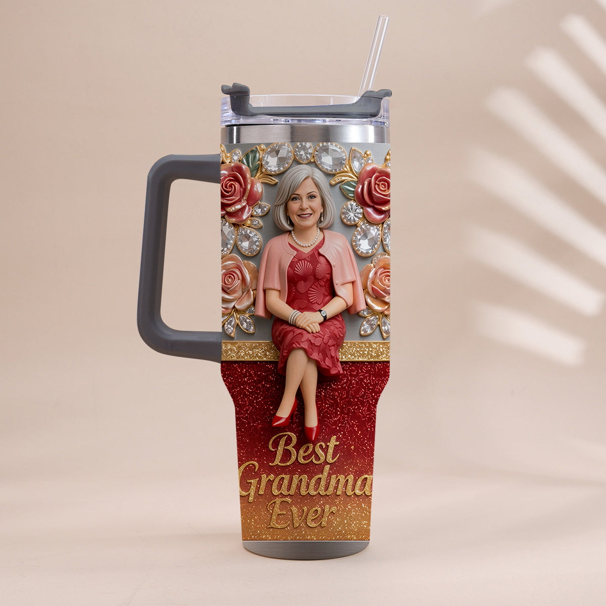 Best Grandma Ever, Perfect For Mom, Nana - Personalized Grandma Tumbler With Handle