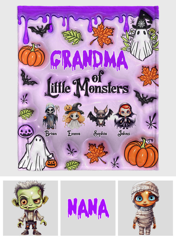 Grandma Of Little Monsters Any Title - Personalized Grandma Blanket