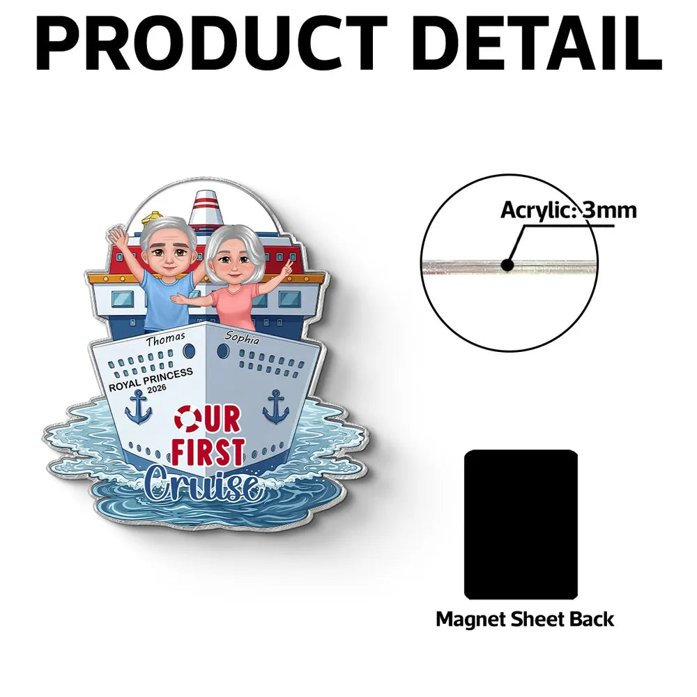 Our First Cruise Acrylic Magnet, Personalized Cruise Ship Door Magnet for a Couple, Sweet Vacation Memory Gift