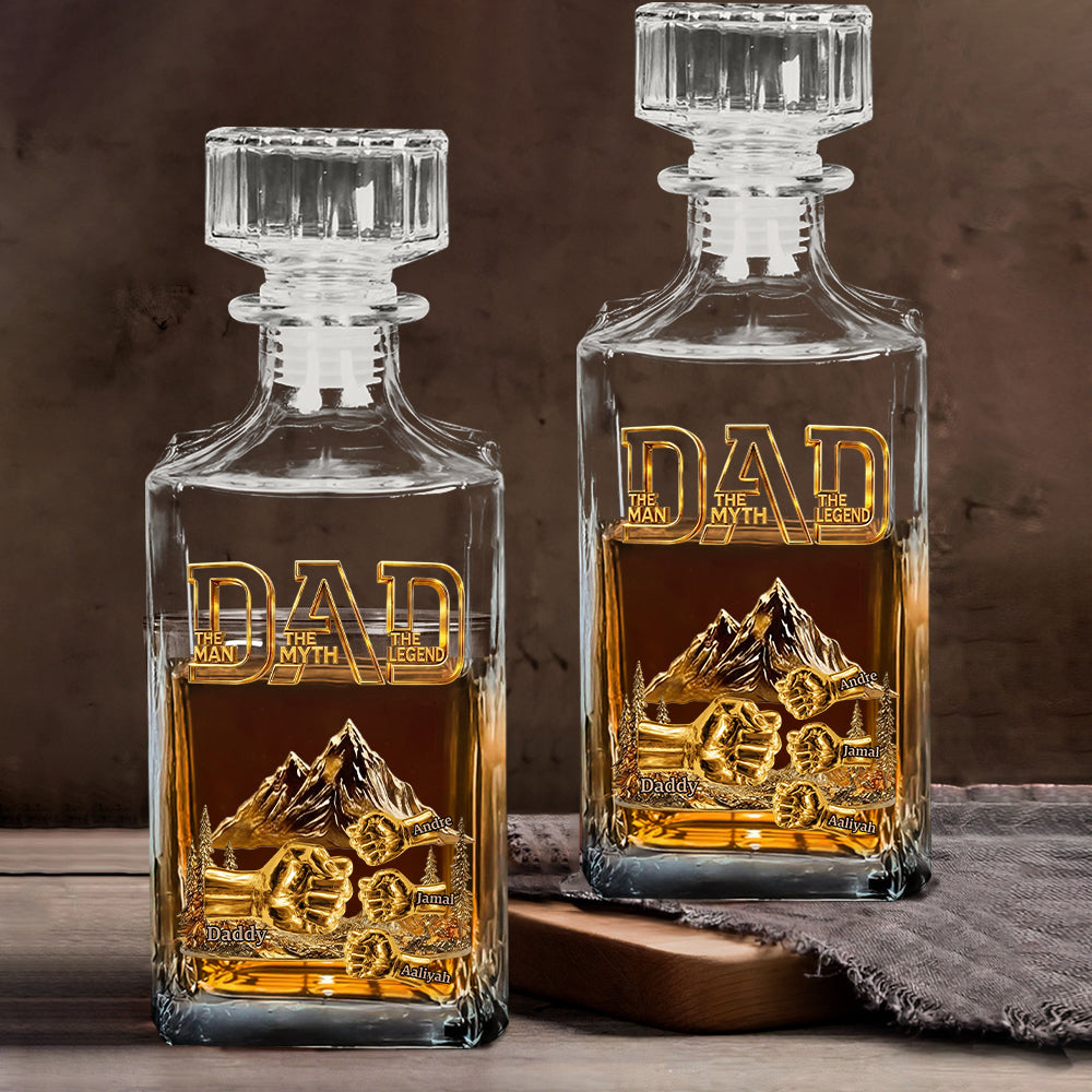 Dad & Kids Fist Bump - Personalized Father Whiskey Decanter Set