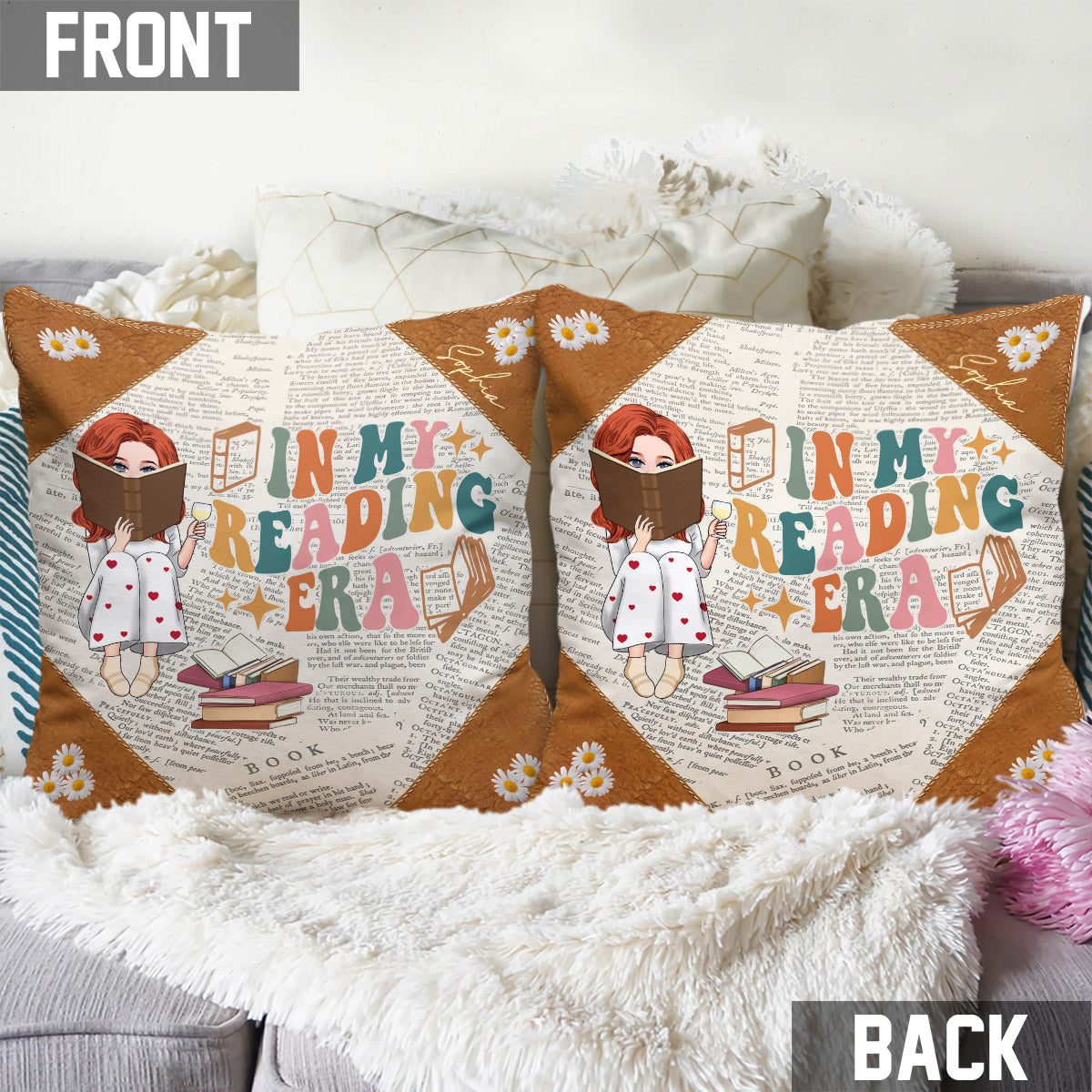 In My Reading Era - Personalized Book Throw Pillow