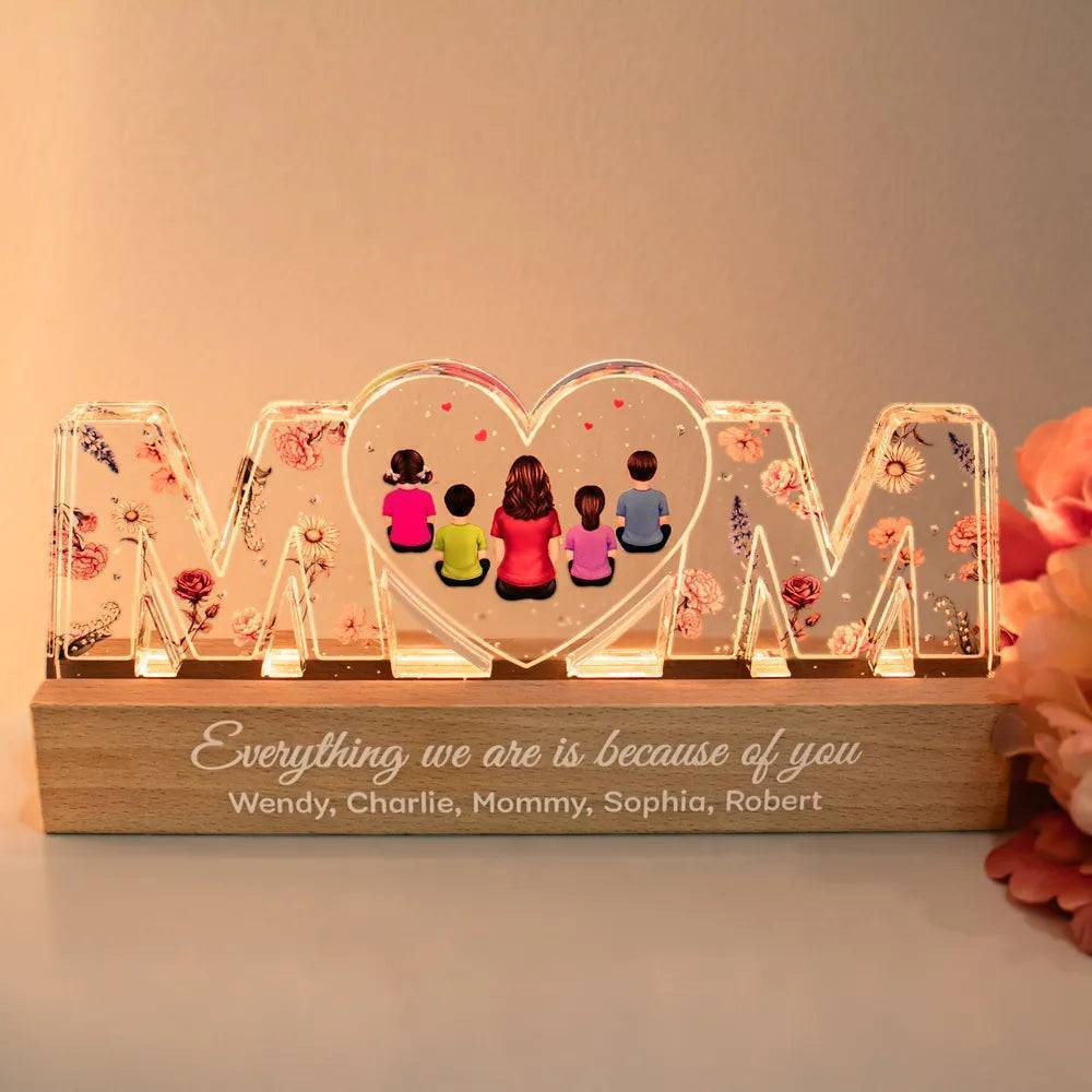 Heartlight Memories: Custom Family Glow, Custom Birth Month Flower Led Night Light