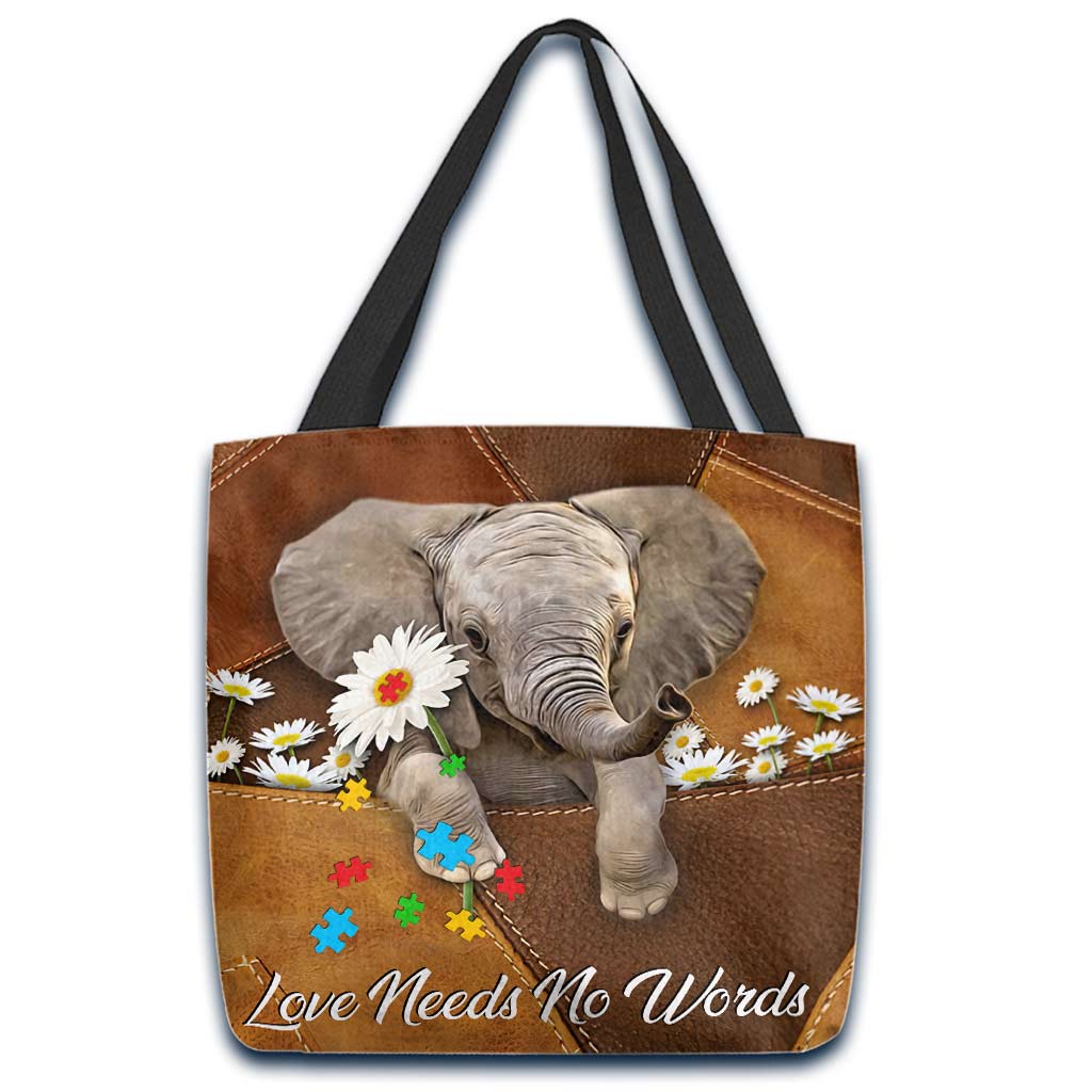 Autism Awareness : Love Needs No Words - Tote Bag 0921