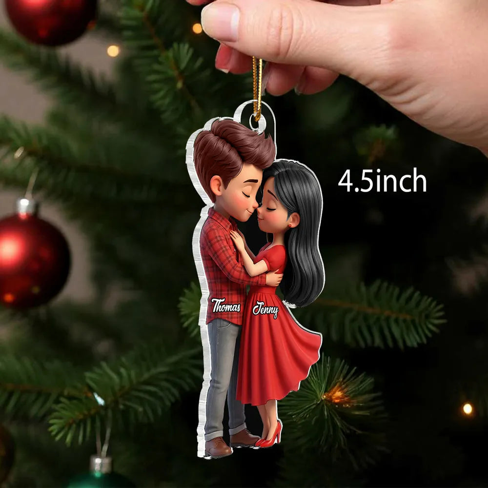 Personalized Couple Hugging Acrylic Car Hanger Rearview Mirror Decor, Cute Cartoon Style, Unique Romantic Gift for Him or Her