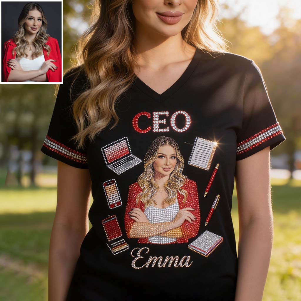 Custom Any Photo, Any Title - Personalized Colleague Fully Printed V-Neck T-Shirt