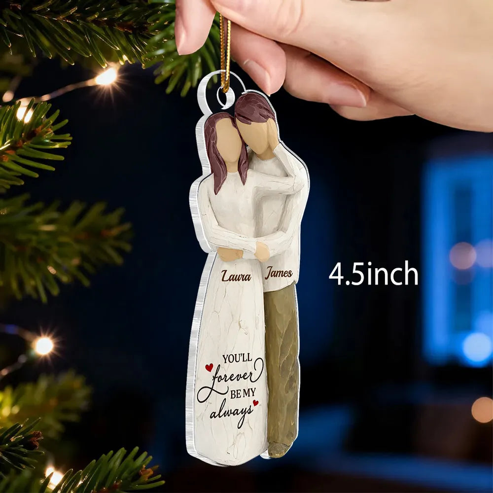 Personalized Couple Hugging Acrylic Ornament Romantic Christmas Tree Decor Unique Creative Gift For Husband Or Wife