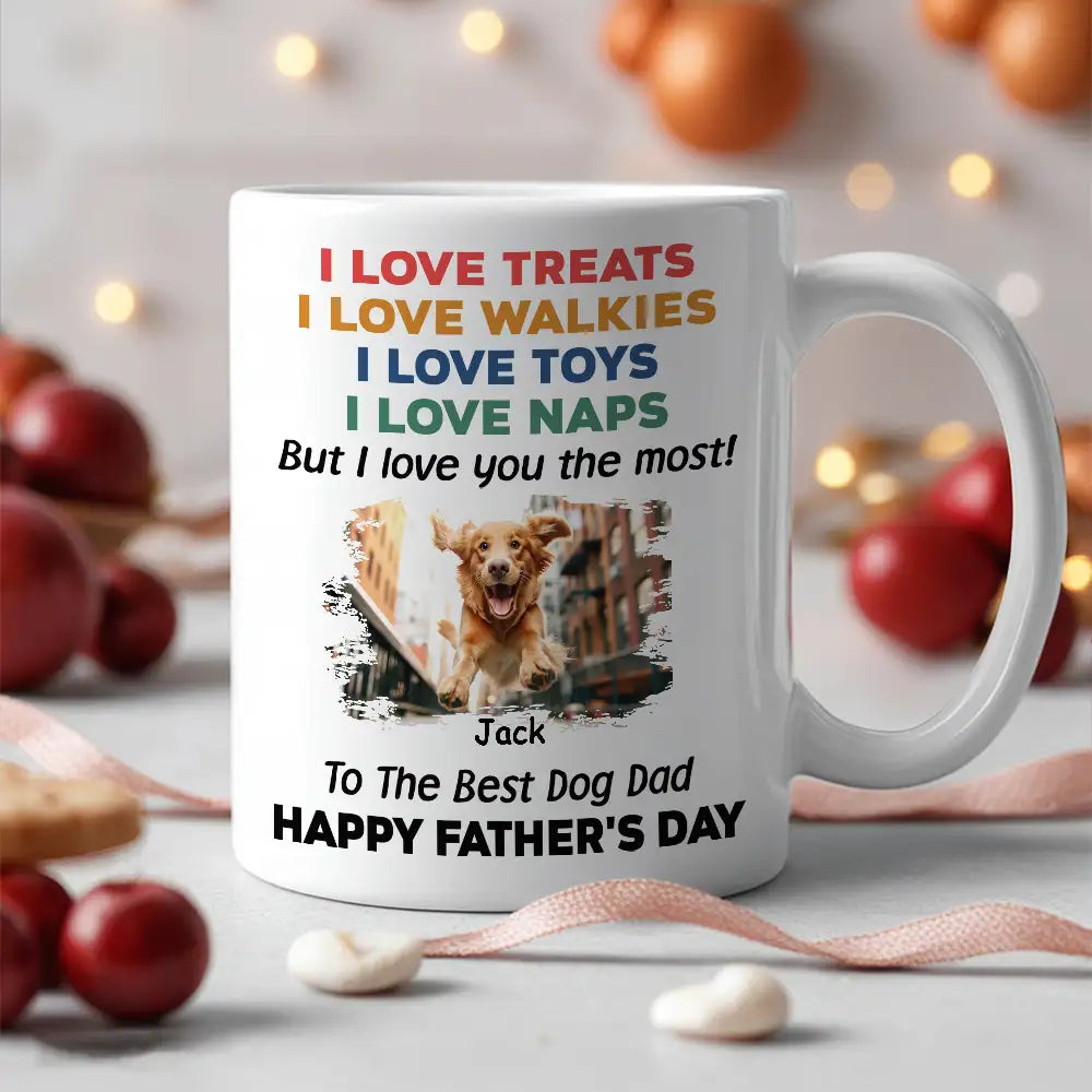 Custom Dog Dad Mug – “We Love You the Most!” Funny Father's Day Gift for Pet Lovers, White Ceramic Cup