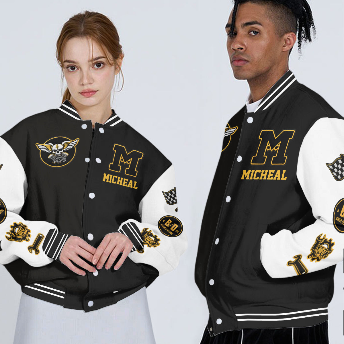Bikers Go Chrome - Personalized Biker Varsity Jacket