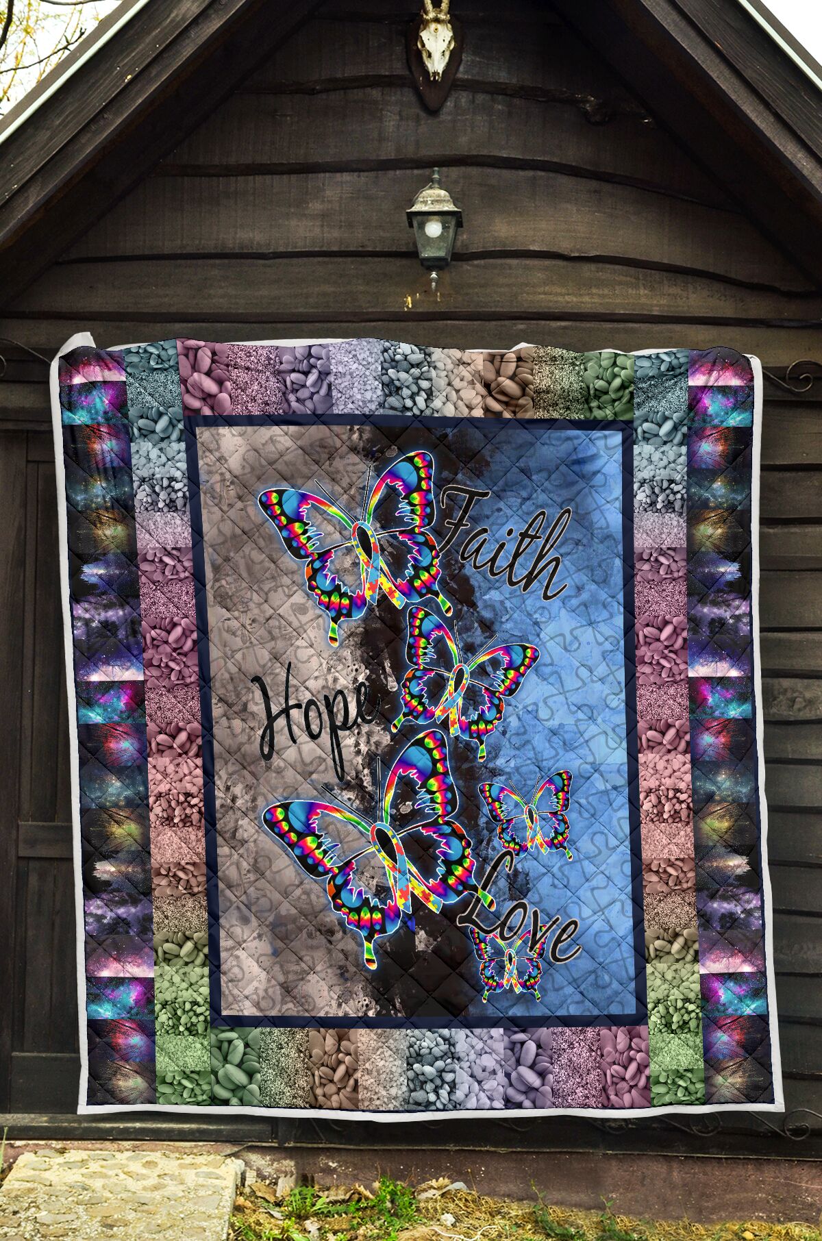 Faith Hope Love Autism Awareness Quilt 0622