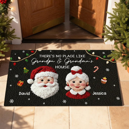 Christmas Doormat for Grandparents, Santa & Mrs. Claus Art, Non-Slip, Cozy Entry, Unique Personalized Gift