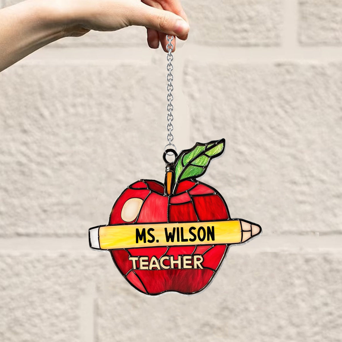 Love Being A Teacher - Personalized Teacher Window Hanging Suncatcher Ornament