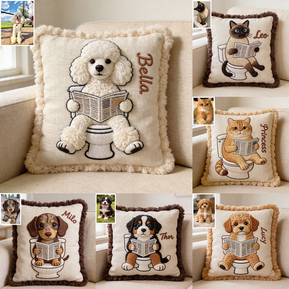 Custom Any Photo Funny Pet - Personalized Dog Throw Pillow