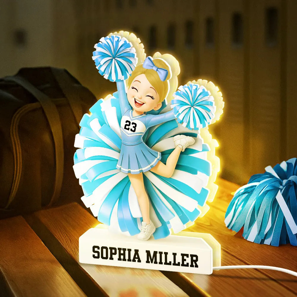 Custom Cheerleader Acrylic Light Box – Bright Spirit and Joyful Energy, Gift-Ready for Her or Cheer Team Fans