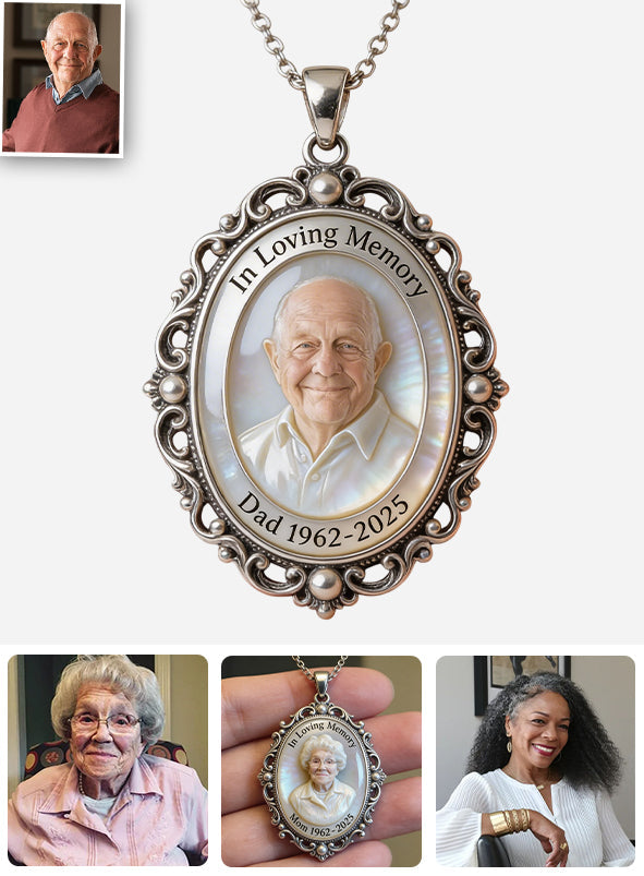 In Loving Memory - Personalized Memorial Shaped Metal Pendant Necklace