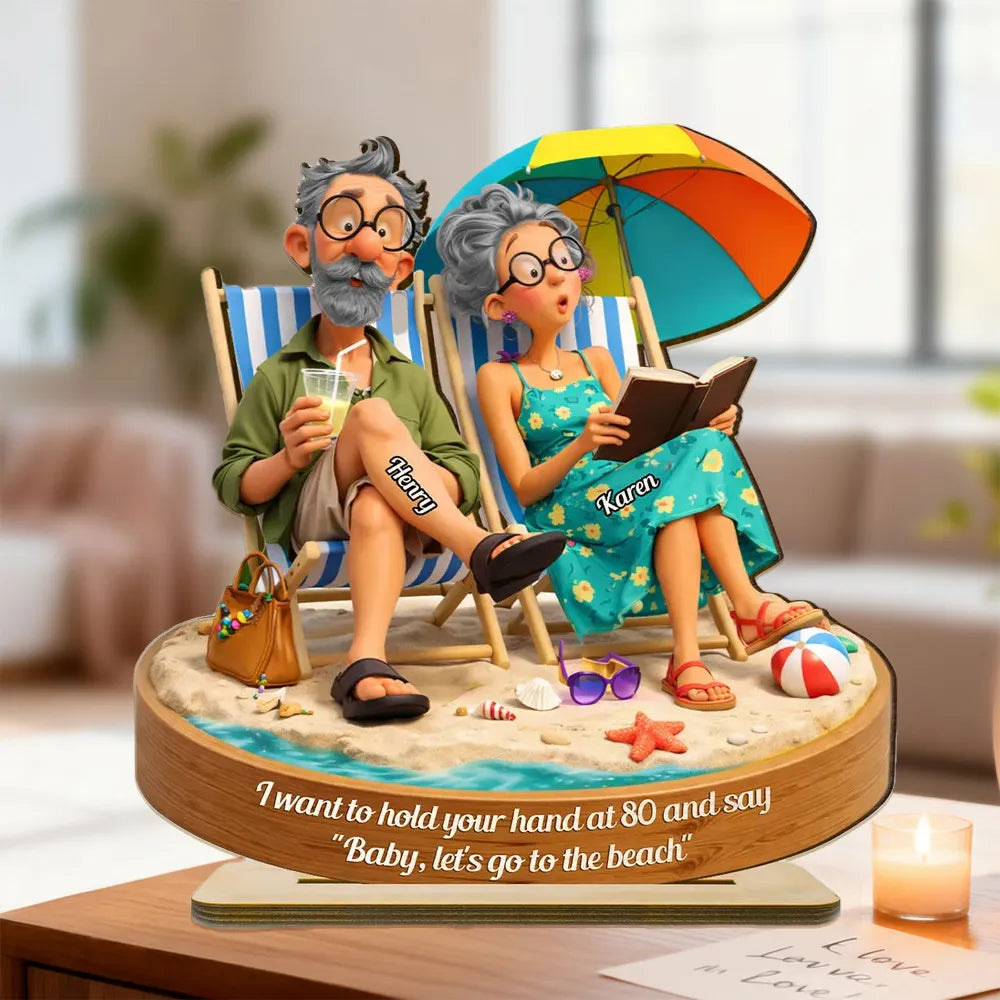 Personalized 2-Layer Wooden Plaque Beach Couple Scene, Funny Romantic Keepsake, Unique Gift for Husband or Wife
