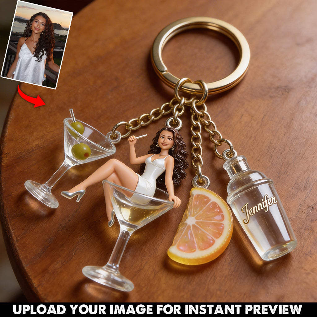 Custom Any Photo - Personalized Cocktail Keychain With Charms
