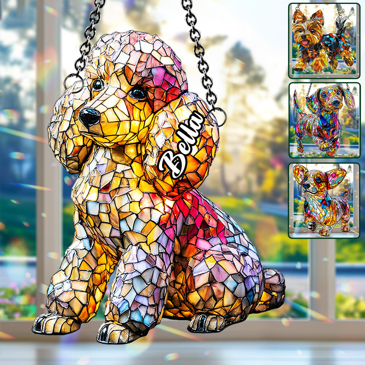 I Love My Dog - Personalized Dog Window Hanging Suncatcher Ornament