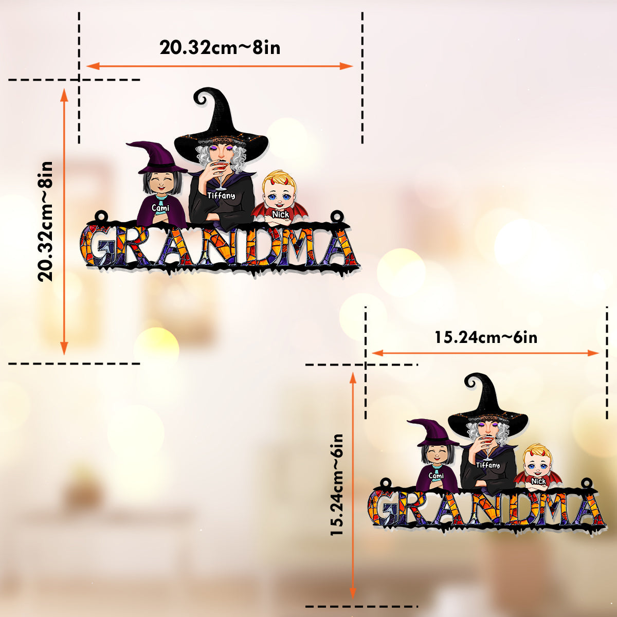 Grandma Halloween - Personalized Grandma Window Hanging Suncatcher Ornament