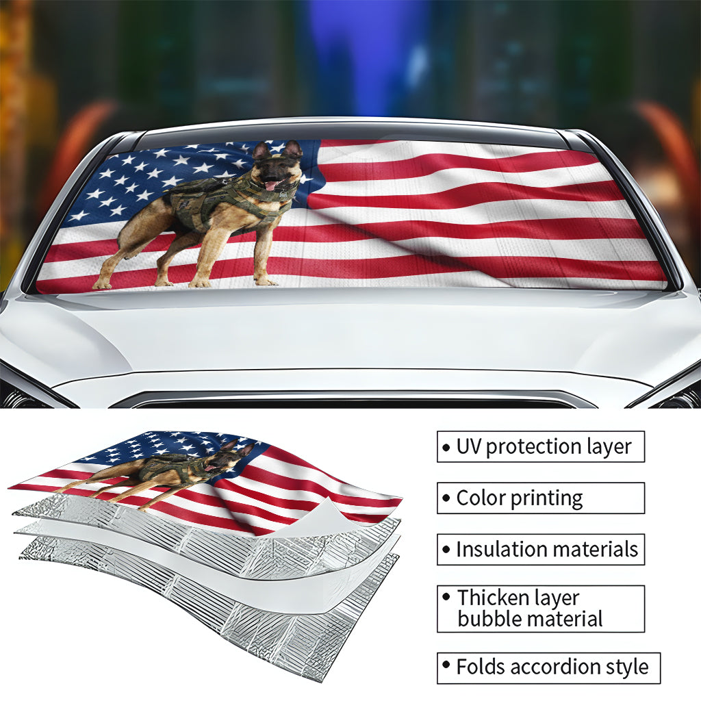 Back The Blue K9 - Personalized Police Officer Car Sunshade