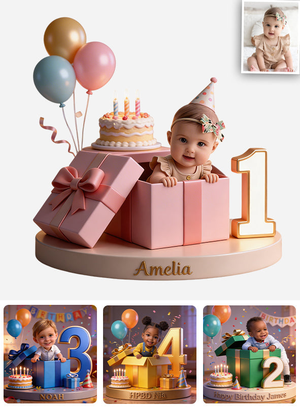 Kid Birthday Custom From Photo, Number - Personalized Birthday Custom Shaped Acrylic Plaque