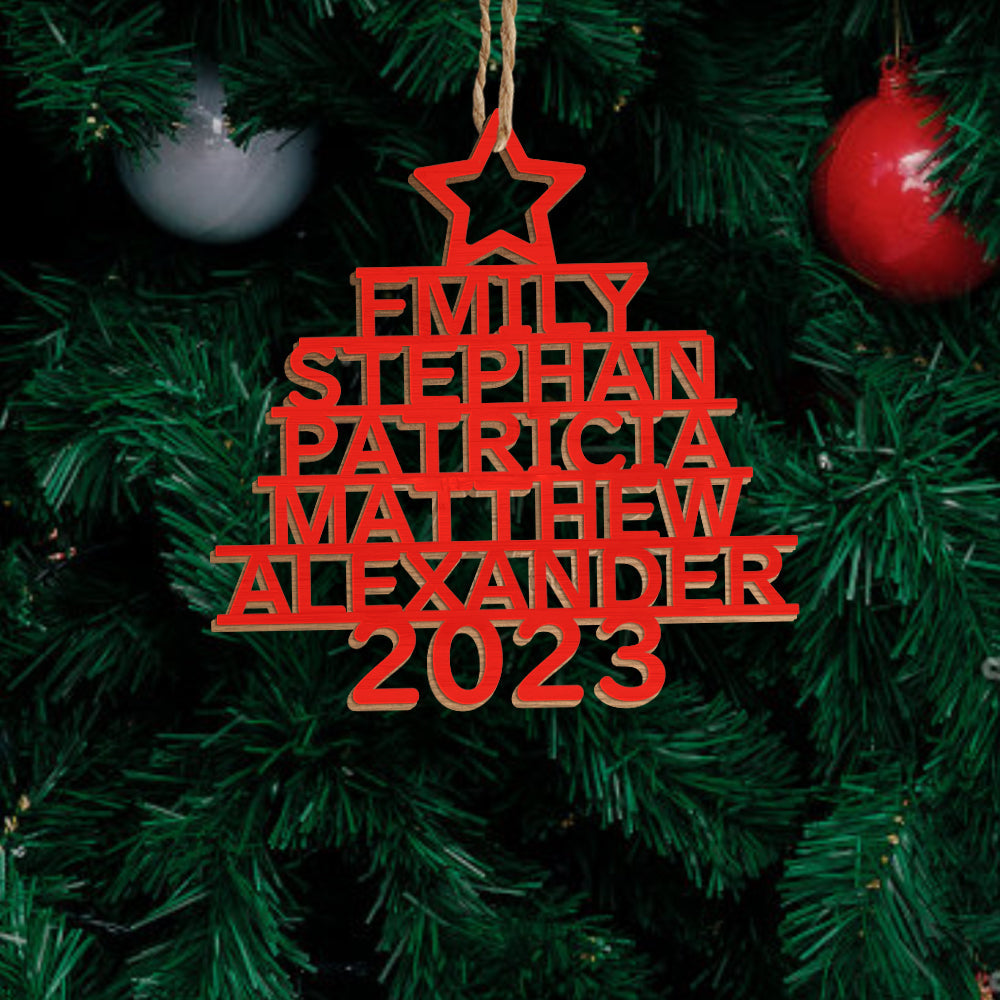 Any Name Christmas Tree - Personalized Family Any Name Christmas Tree Ornament