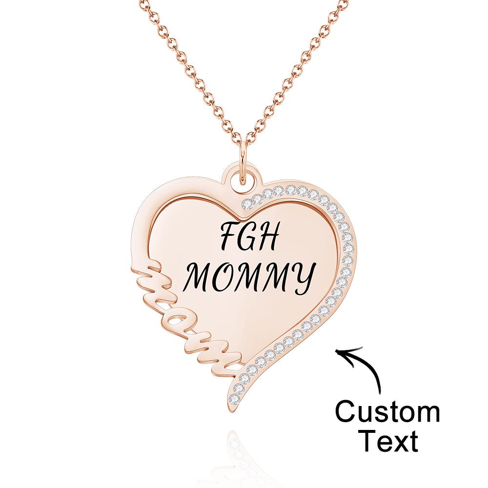 Heart Rhinestones Name - Personalized Mother Heart Rhinestones Name Necklace