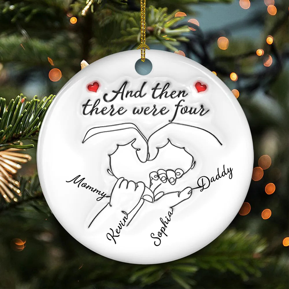 Personalized Ceramic Ornament for Parents – Hand Heart Family Sketch, Christmas Tree Decoration, Sentimental Unique Gift