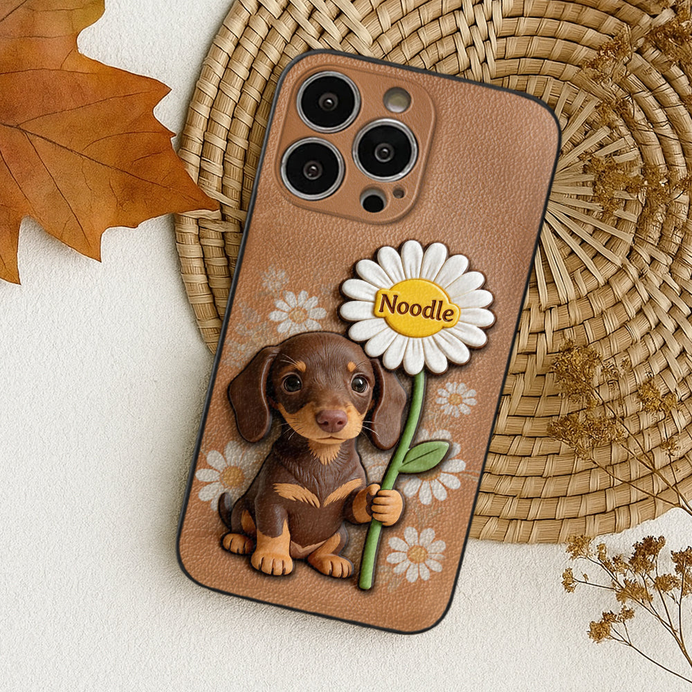 Custom Any Photo - Personalized Dog 3D Embossed Leather Phone Case