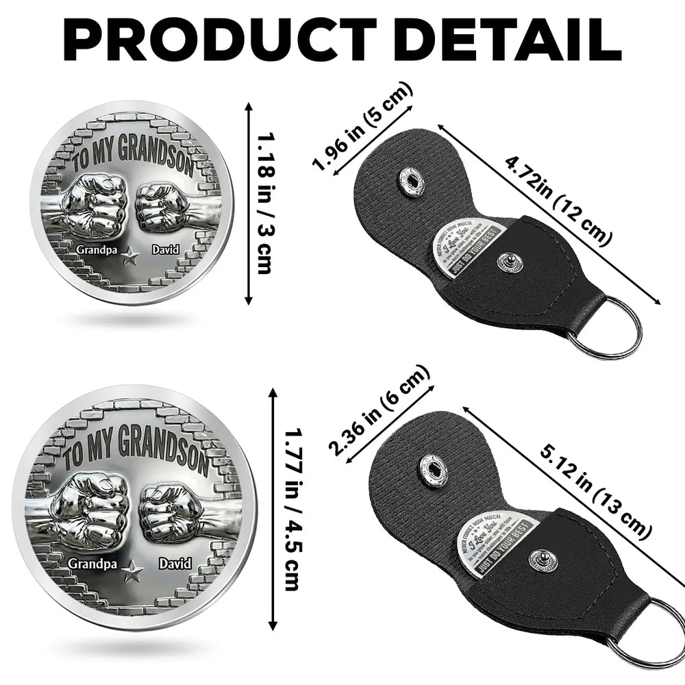 Personalized Pocket Hug Coin for Grandson from Grandpa - Encouraging Keepsake Gift for Everyday Strength