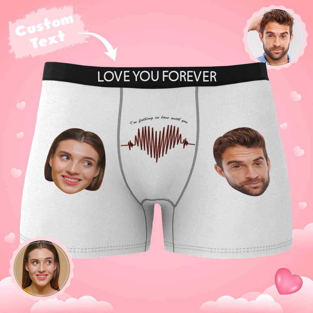 Custom Photo Boxer Electrocardiogram AR View - Personalized Couple Men's boxer briefs