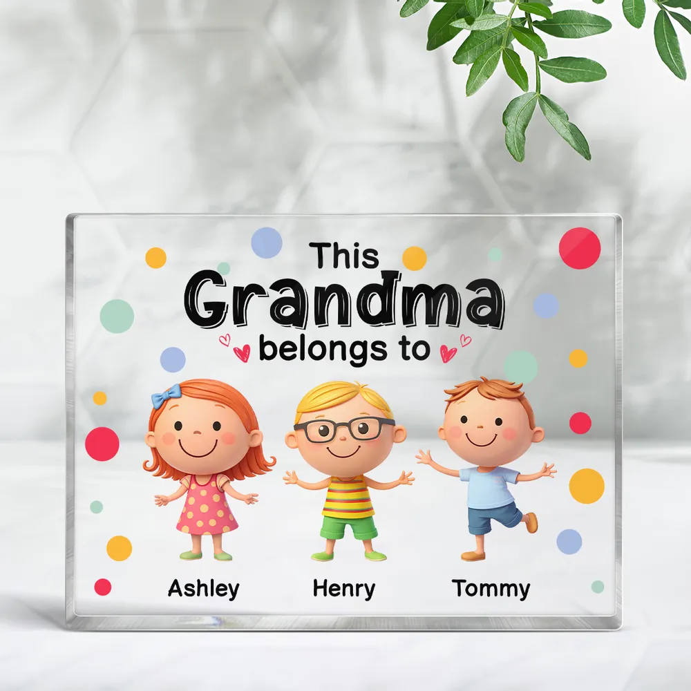 Personalized Rectangle Acrylic Block Plaque 'This Nanny Belongs To' Cute Grandkids Desk Decor - Unique Gift for Grandma