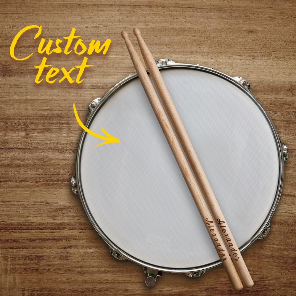 Custom Name Wooden Drumsticks - Personalized Drummer Engraved Drumsticks