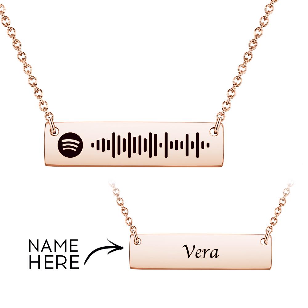 Personalized Bar Spotify Code Engraved Name Charm