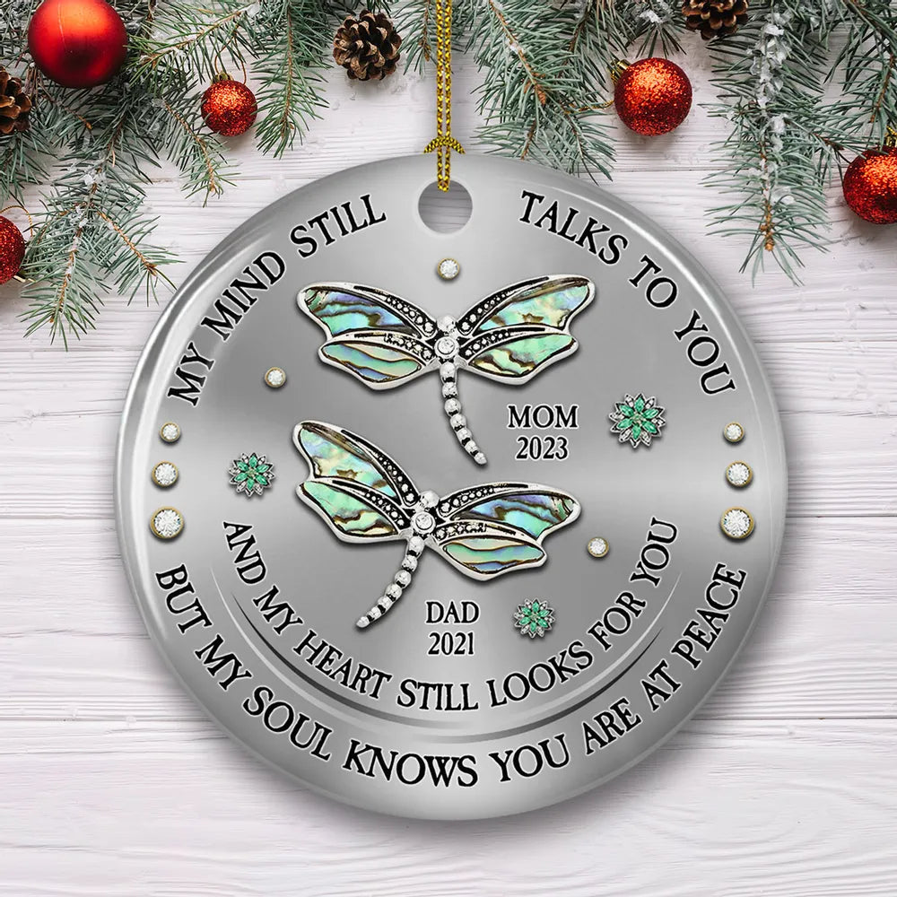 Ceramic Ornament with Dragonfly Design, Memorial Gift
