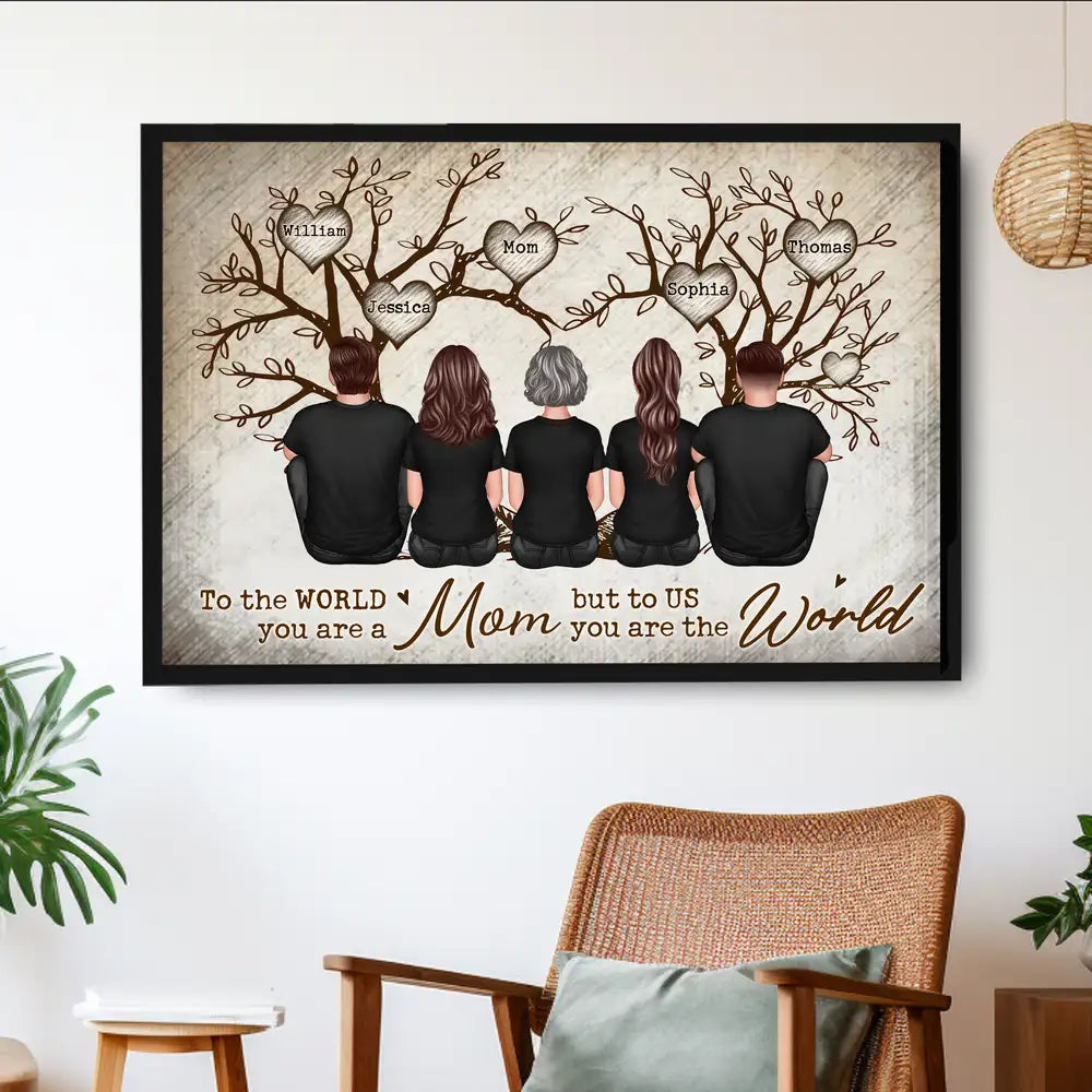 Personalized Family Hearts Poster - Custom Canvas Gift for Mom