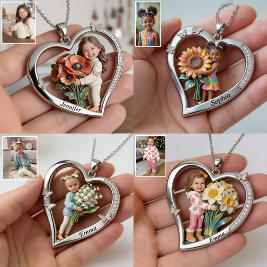 Custom Any Photo - Personalized Kid Shaped Metal Pendant Necklace