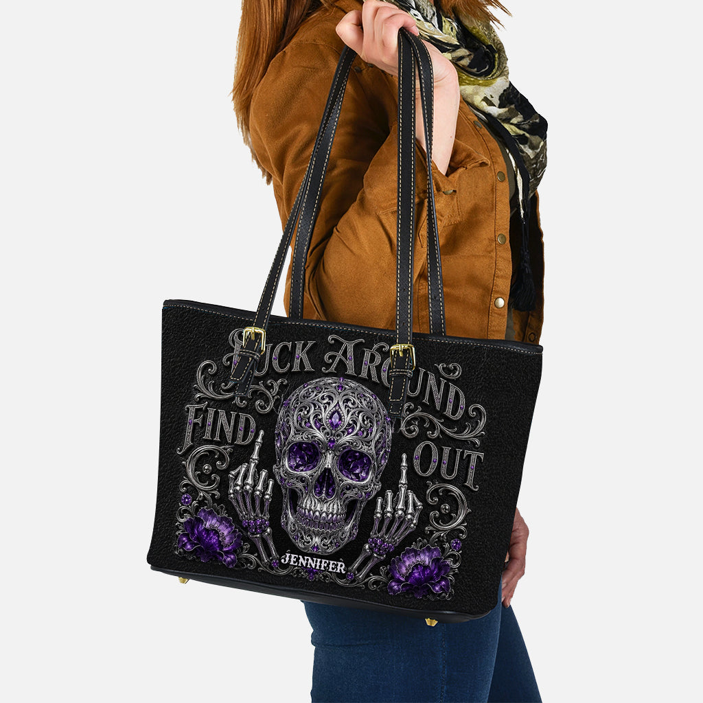 F*ck Around & Find Out - Personalized Skull Leather Bag