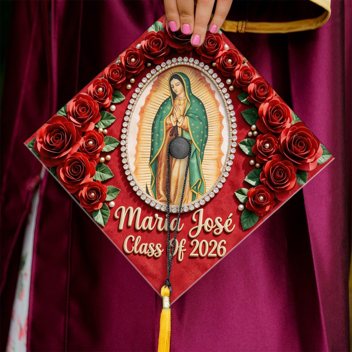 Lady Of Guadalupe - Personalized Graduation Cap Topper