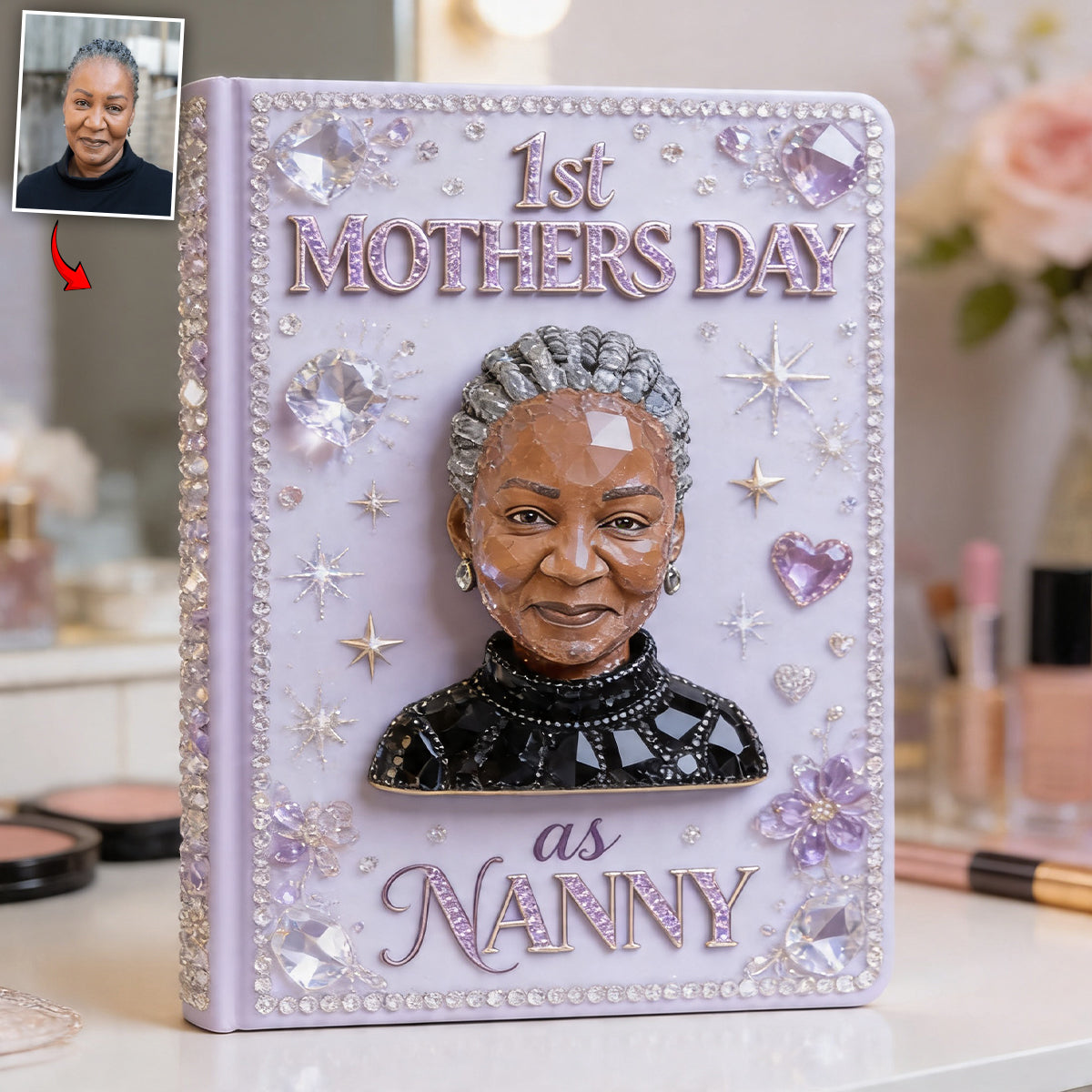 Custom Birthstone Woman Notebook - Personalized Mother Leather Journal