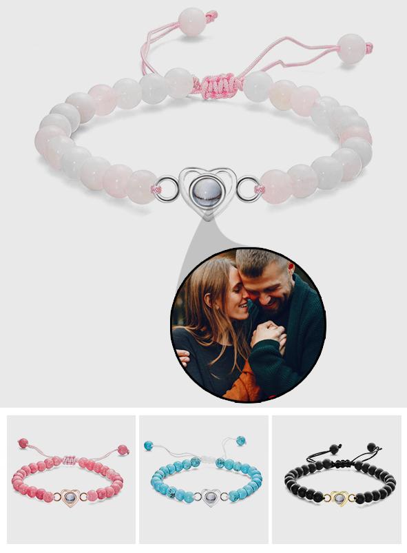 I Love You - Personalized Couple Photo Projection Beads Heart-Shaped Bracelet