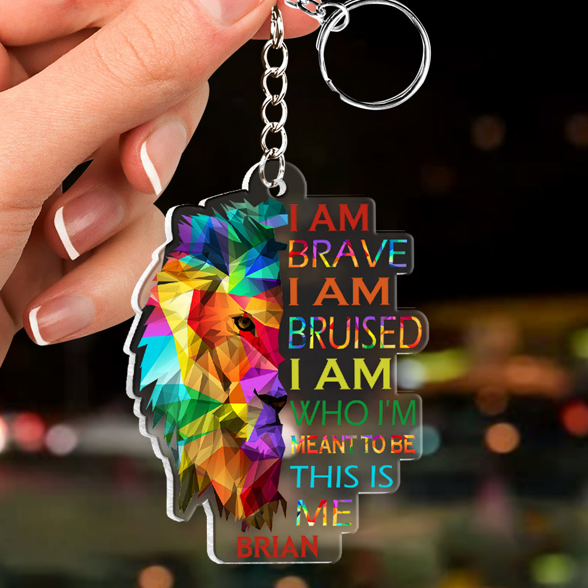I Am Brave Bruised This Is Me Lion Pride - Personalized LGBT Support Custom Shaped Keychain